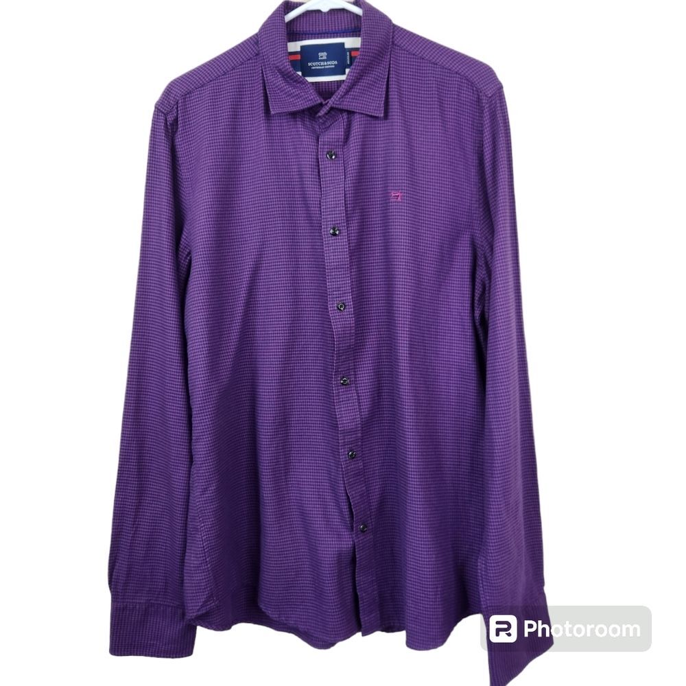 Scotch & Soda Amsterdam Couture Micro-houndstooth Long Sleeve Button Down Large